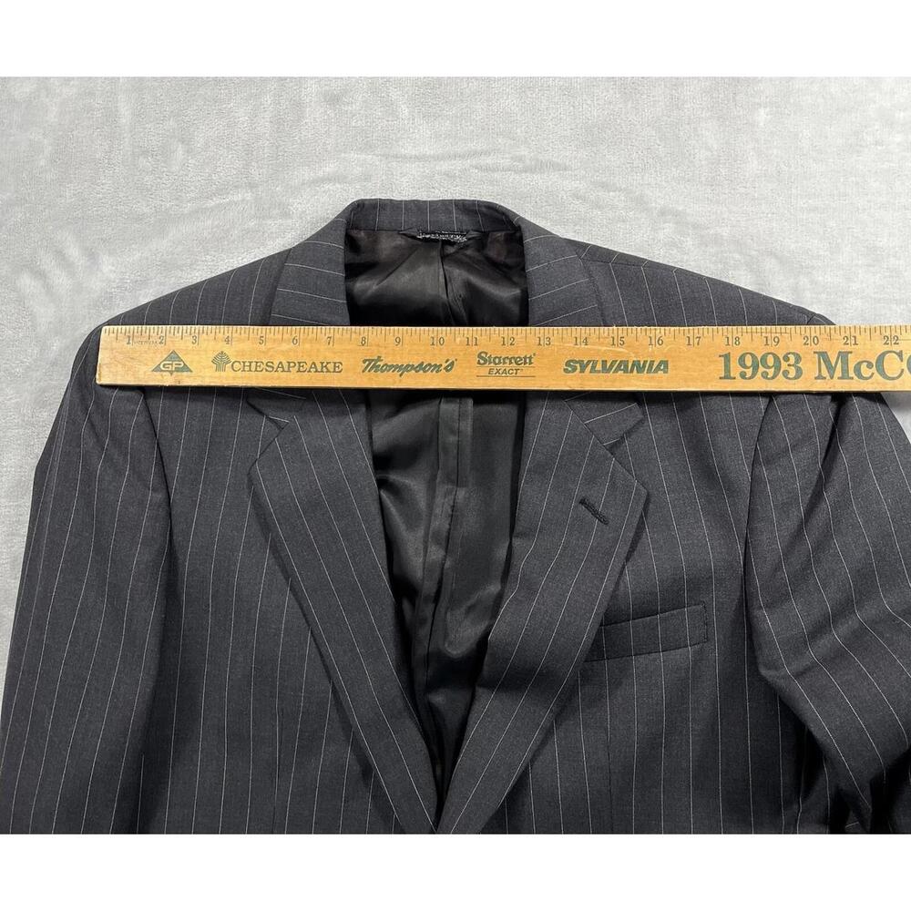 Vtg Burberrys Suit Jacket Men's 42 Regular Black Stripe Pure Wool 2 Button - Picture 11 of 14